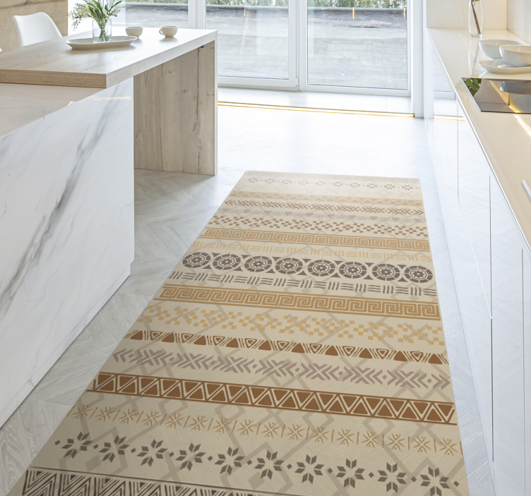 Earthy geometric kitchen vinyl carpet - TenStickers