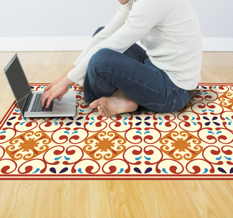 Elaborate Botanical Motif mosaic vinyl carpet - TenStickers