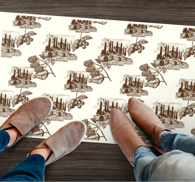 Elegant beige scene vintage vinyl carpet - TenStickers