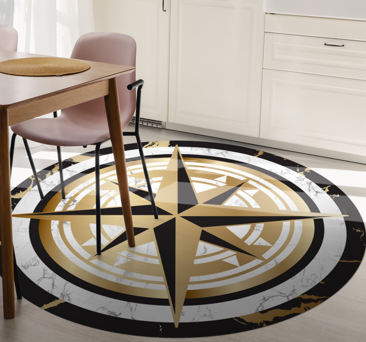 Elegant compass motif kitchen vinyl carpet - TenStickers