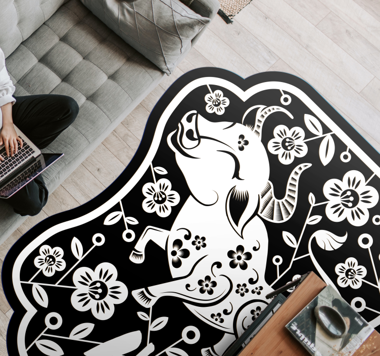 Elegant floral bull animal vinyl carpet - TenStickers