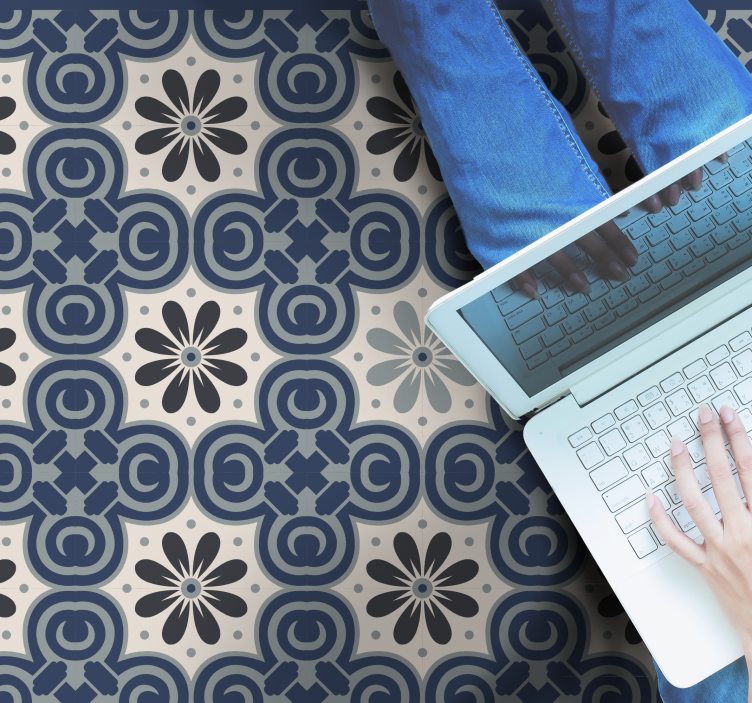 Elegant Floral Composition tile vinyl carpet - TenStickers