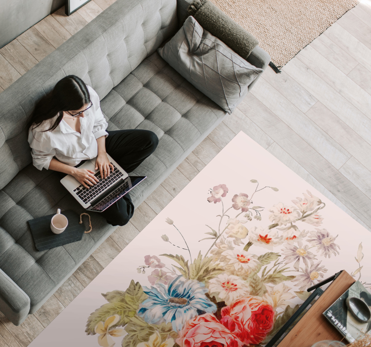 Elegant Bloom Composition floral vinyl carpet - TenStickers