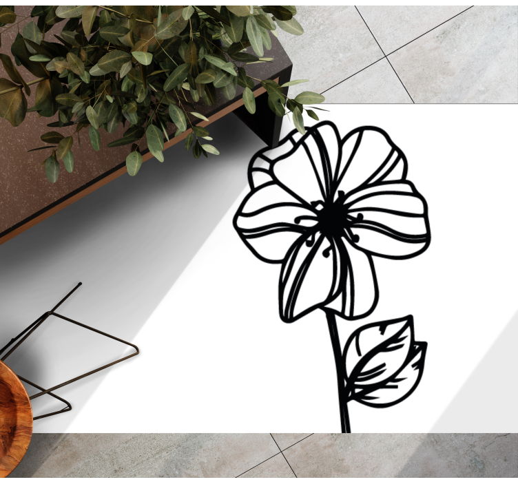 Elegant black and white design floral vinyl carpet - TenStickers