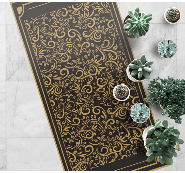 Golden elegant foliage hallway vinyl carpet - TenStickers