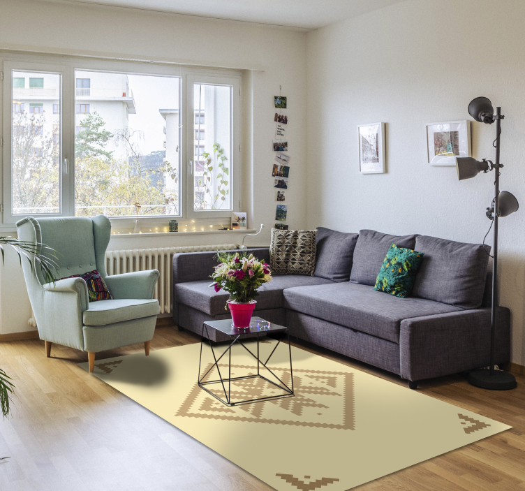 Elegant geometric contrast living room vinyl carpet - TenStickers