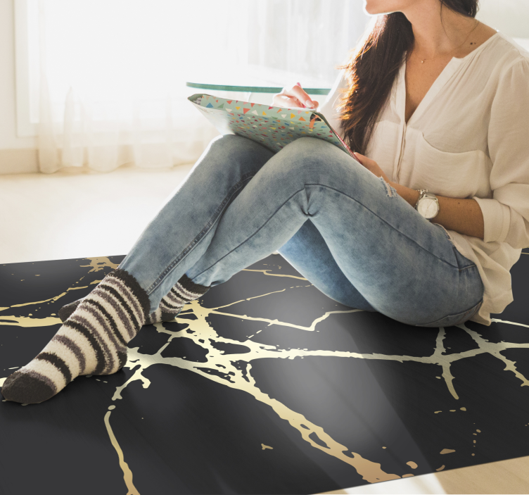 Elegant Gold Stripes marble vinyl carpet - TenStickers