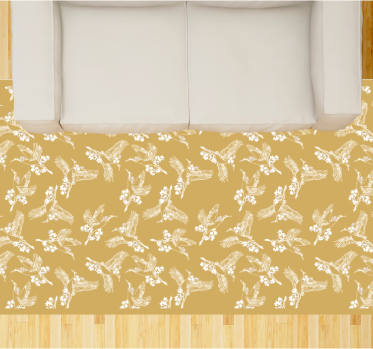 Elegant Hummingbirds Blossom nature vinyl carpet - TenStickers