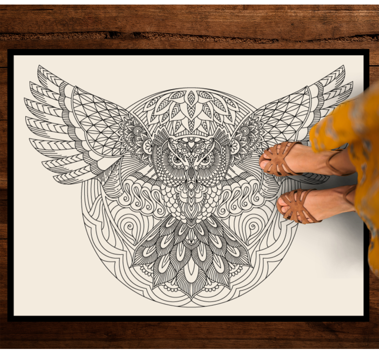 Elegant Owl Pattern mandala vinyl carpet - TenStickers