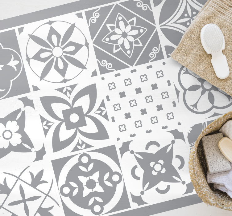 Grey elegant tile vinyl carpet - TenStickers