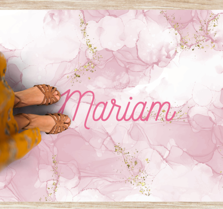 Elegant pink name marble vinyl carpet - TenStickers