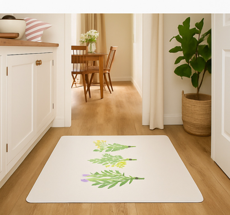 Elegant simple flowers kitchen vinyl carpet - TenStickers