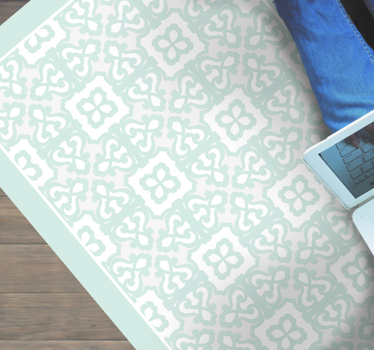 Elegant turquoise tile vinyl carpet - TenStickers