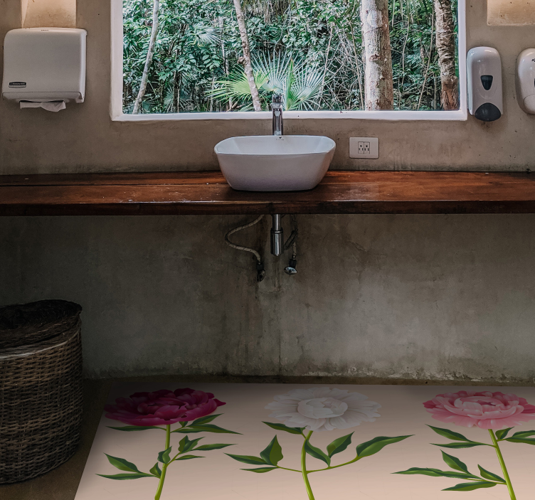 Elegant trio arrangement bathroom vinyl carpet - TenStickers