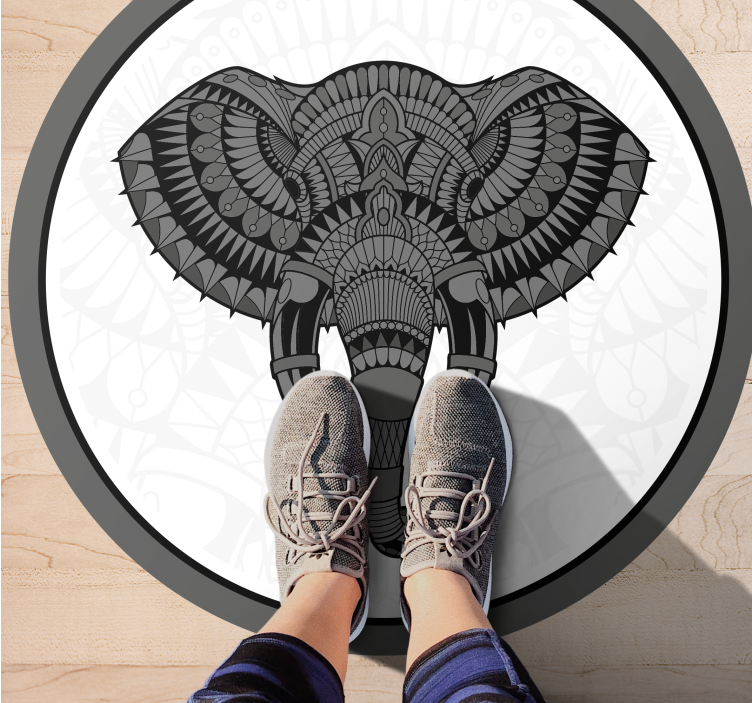 Elephant grey mandala animal vinyl carpet - TenStickers
