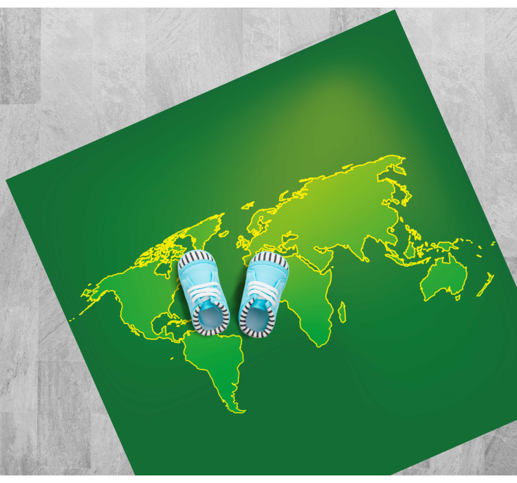 Emerald Globe Outline world map vinyl carpet - TenStickers