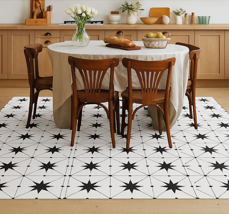 Encaustic Star Pattern dining room vinyl carpet - TenStickers