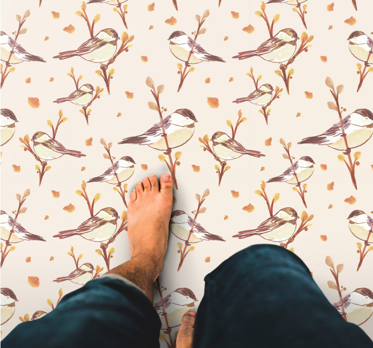 Enchanting Bird Motifs floral vinyl carpet - TenStickers