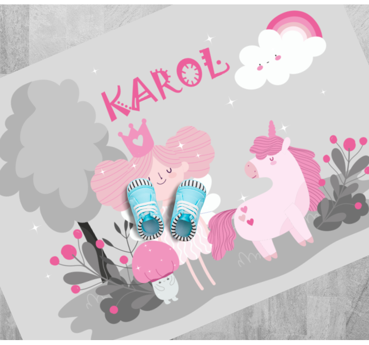 Fairy tale scene with name kids vinyl carpet - TenStickers