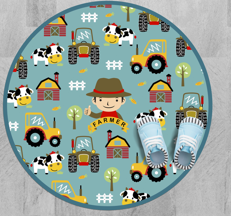 Farmer Fun Pattern kids vinyl carpet - TenStickers