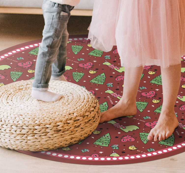 Festive Circular Design Christmas vinyl carpet - TenStickers