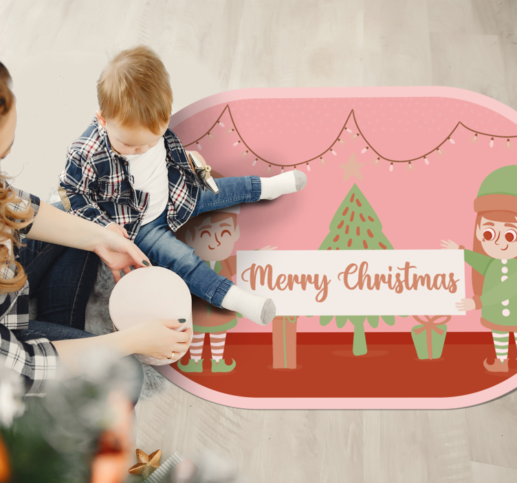 Festive Elves Scene Christmas vinyl carpet - TenStickers