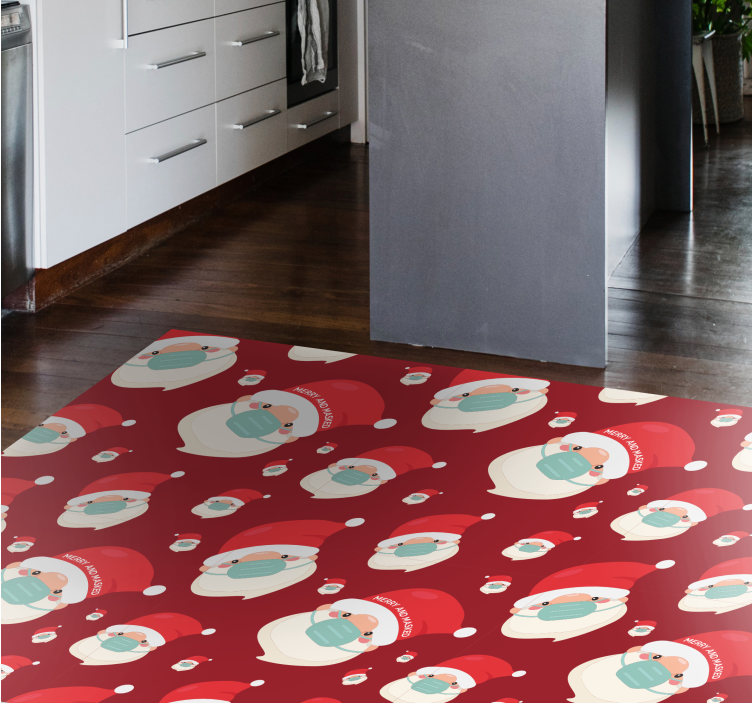 Festive Santa Faces Christmas vinyl carpet - TenStickers