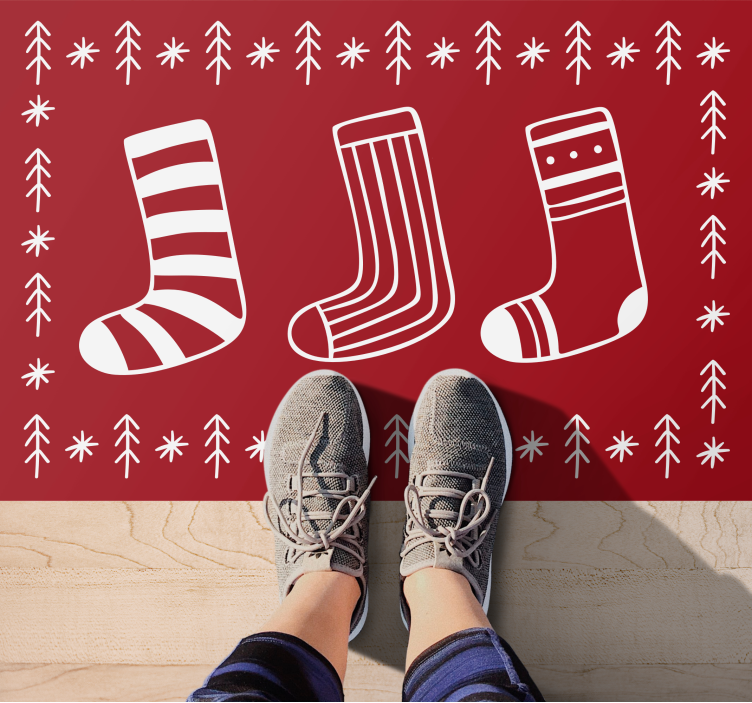 Red fstive socks Christmas vinyl carpet - TenStickers