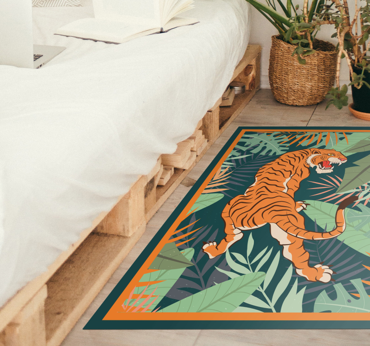 Fierce tiger illustration animal vinyl carpet - TenStickers