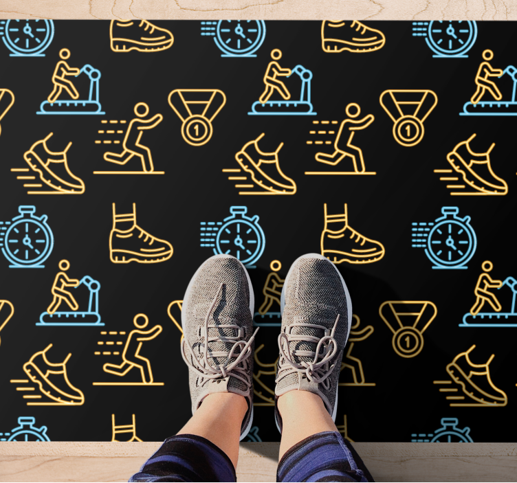 Fitness icons pattern teen vinyl carpet - TenStickers