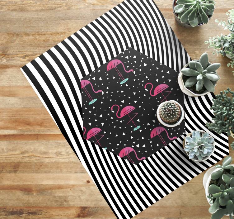 Flamingo Striped Hexagon animal vinyl carpet - TenStickers