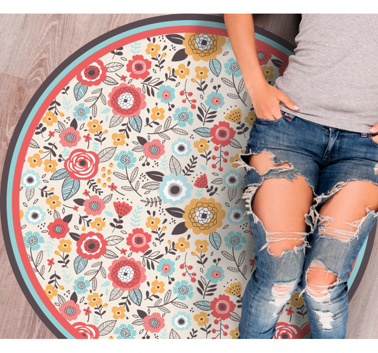 Floral circular design floral vinyl carpet - TenStickers