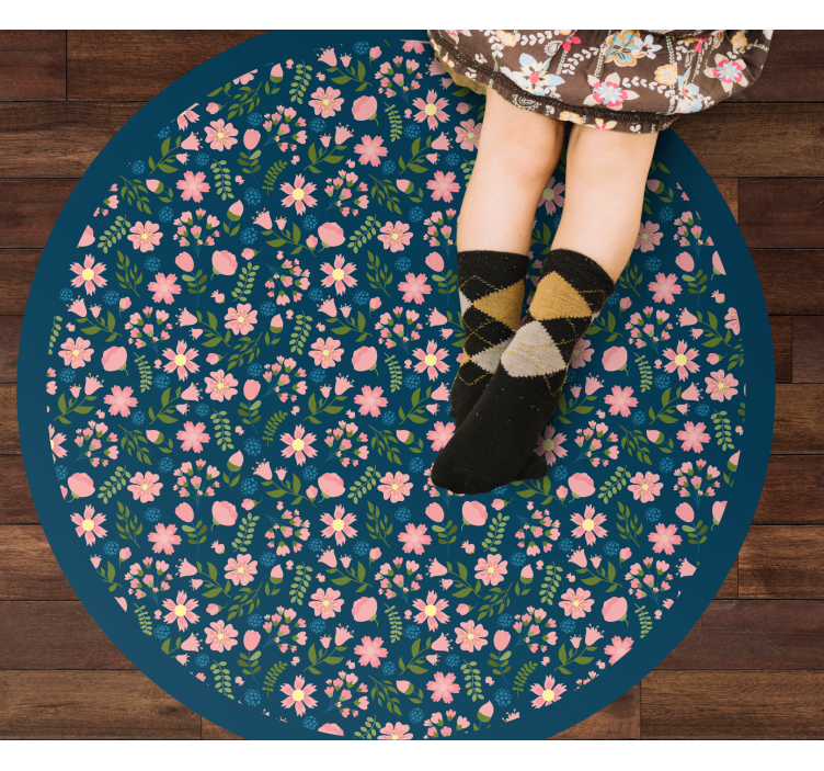 Floral circular pattern floral vinyl carpet - TenStickers