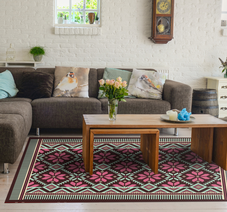 Nordic floral inspiration living room vinyl carpet - TenStickers
