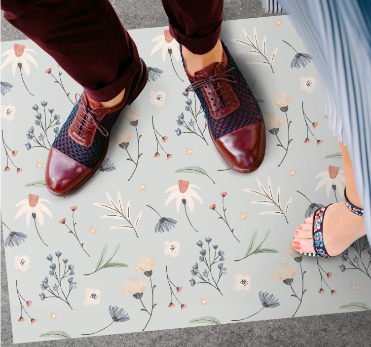 Floral leaf illustration floral vinyl carpet - TenStickers