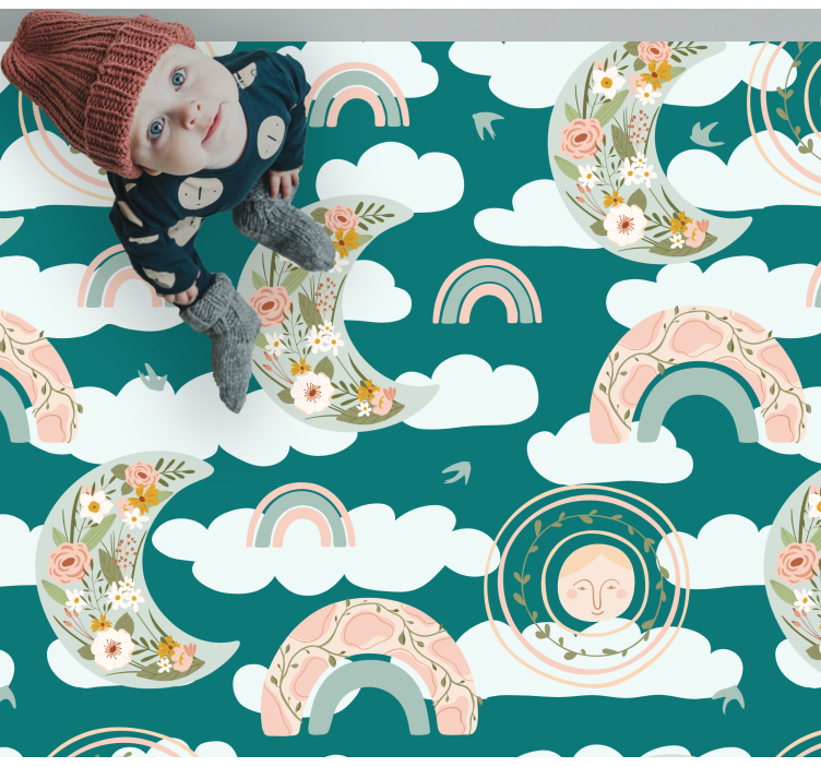 Floral Moon Rainbows kids vinyl carpet - TenStickers