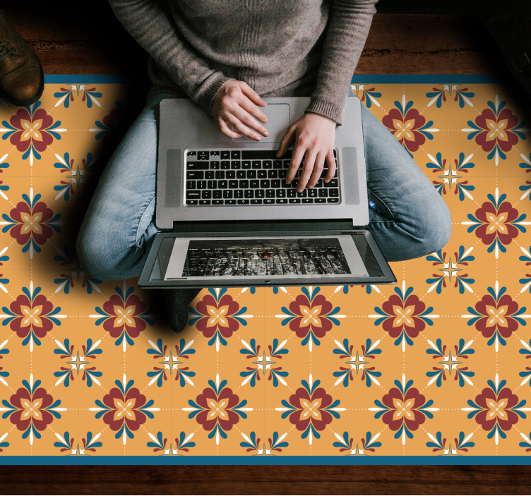 Floral Mosaic Harmony tile vinyl carpet - TenStickers