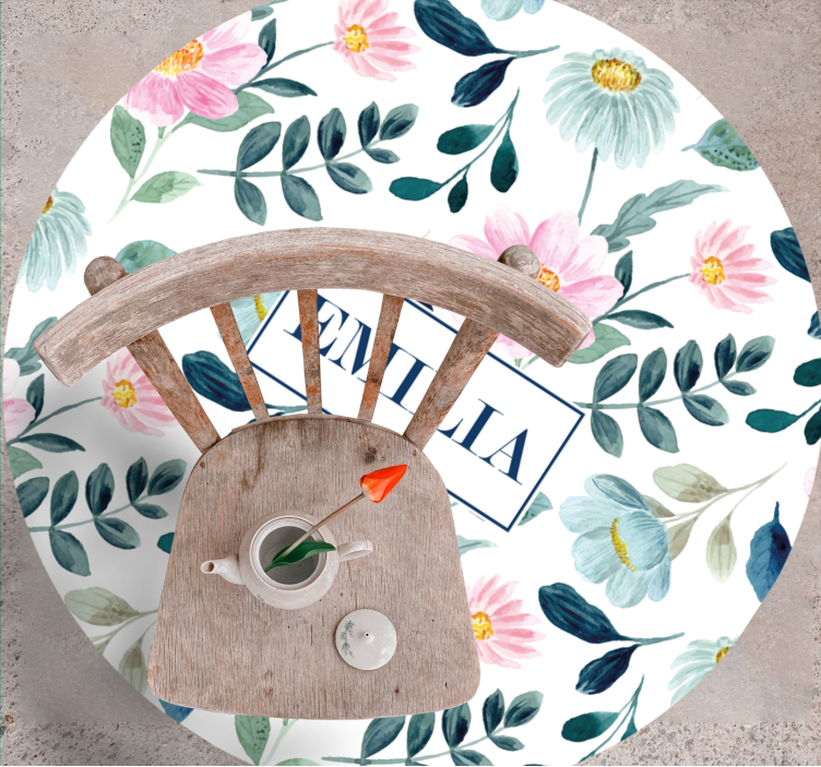 Floral name personalisation bedroom vinyl carpet - TenStickers