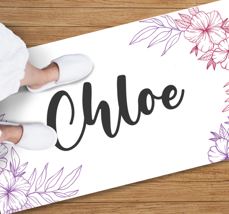 Floral custom name teen vinyl carpet - TenStickers