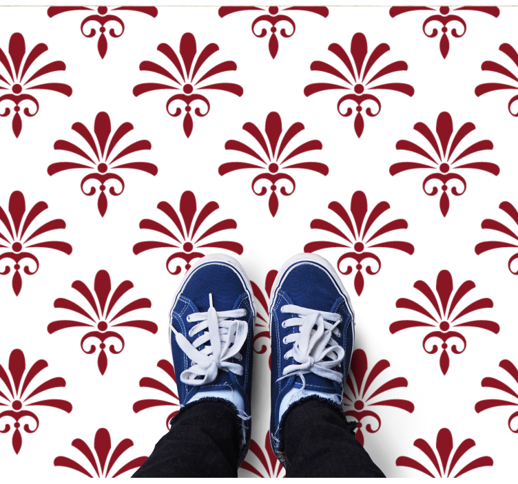 Floral Pattern Red modern vinyl carpet - TenStickers
