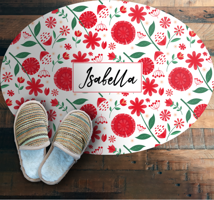 Custom red flowers bedroom vinyl carpet - TenStickers