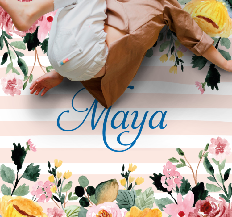 Floral personalisation bedroom vinyl carpet - TenStickers