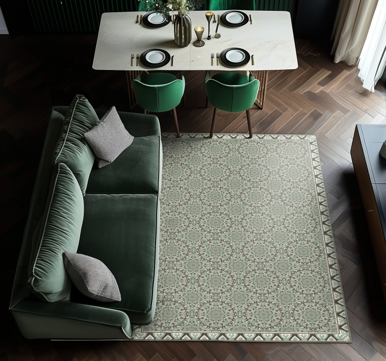 Floral tile pattern dining room vinyl carpet - TenStickers