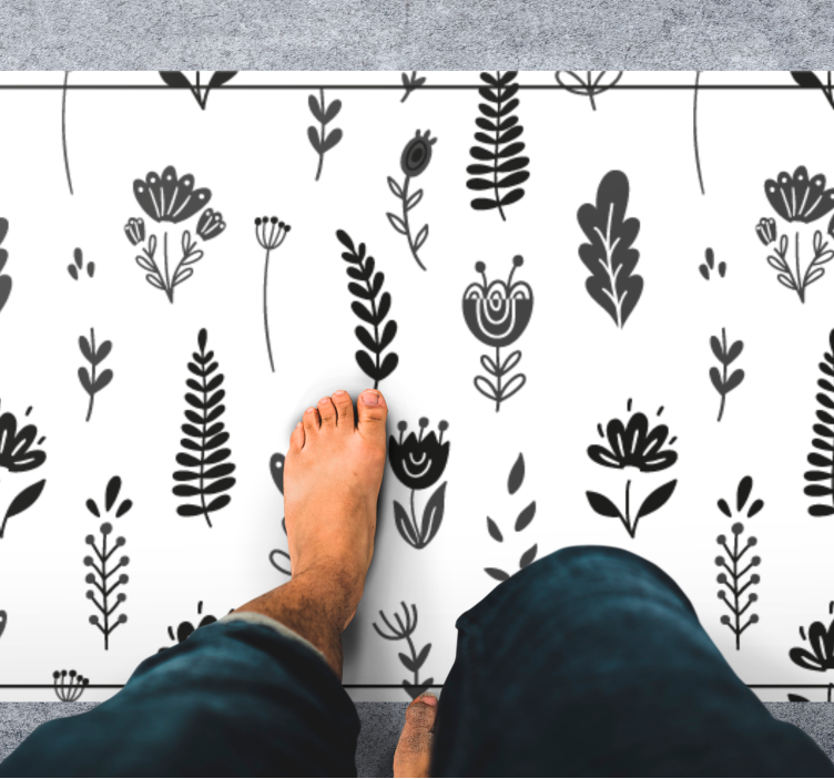 Floral vinyl carpet floral silhouette design - TenStickers