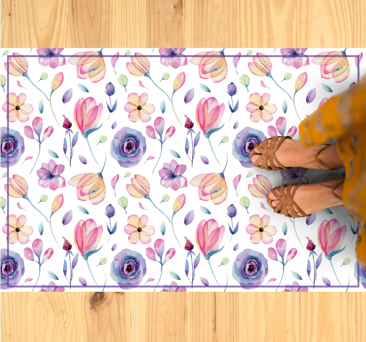 Floral vinyl carpet floral watercolor design - TenStickers
