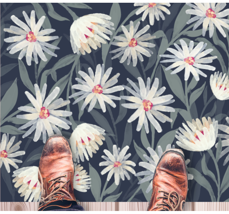 Floral vinyl carpet floral white daisies - TenStickers