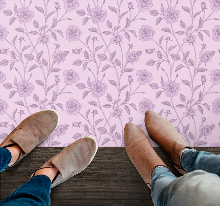 Floral vinyl carpet lavender floral design - TenStickers
