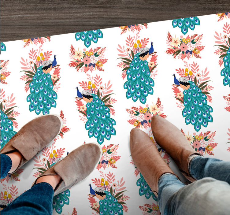Floral vinyl carpet peacock floral design - TenStickers