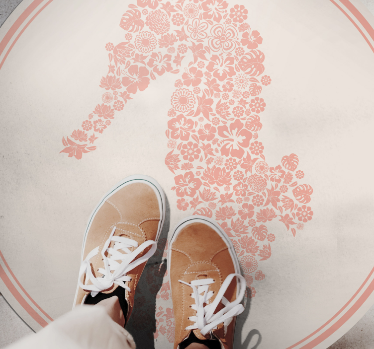 Floral vinyl carpet seahorse floral design - TenStickers