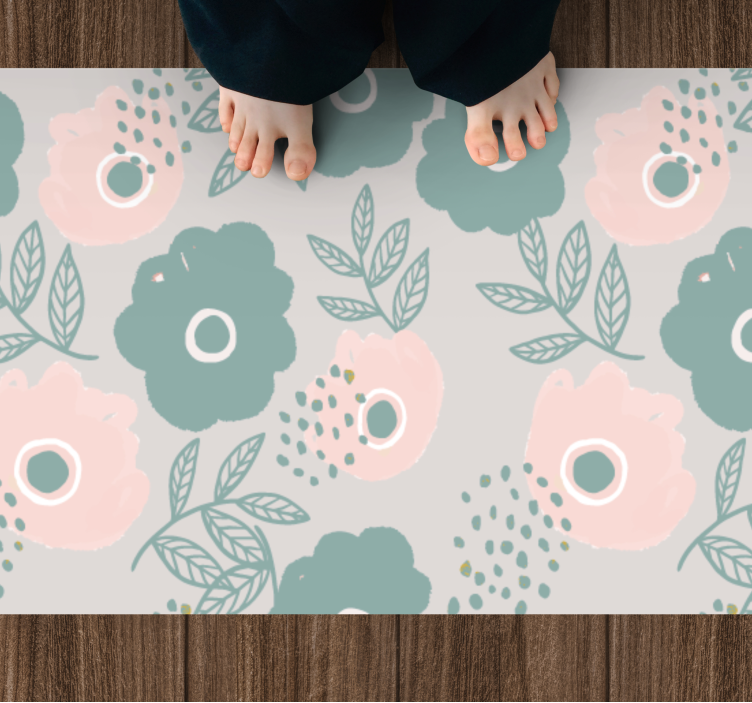 Floral vinyl carpet with botanical leaf design - TenStickers